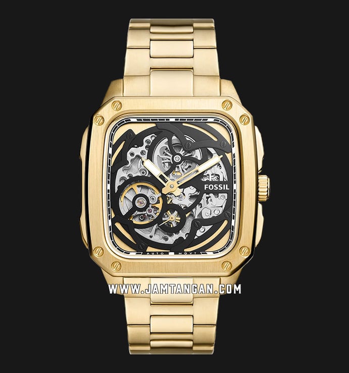Fossil Inscription ME3204 Men Automatic Skeleton Dial Gold Stainless Steel Strap