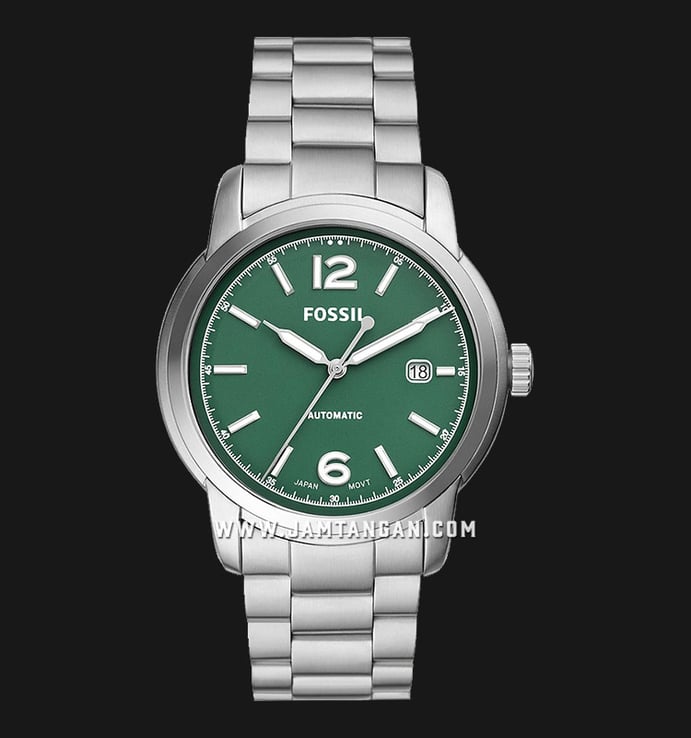 Fossil Heritage ME3224 Automatic Green Dial Stainless Steel Strap