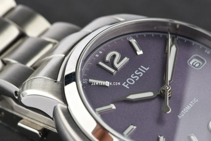 Fossil Heritage ME3246 Automatic Purple Dial Stainless Steel Strap