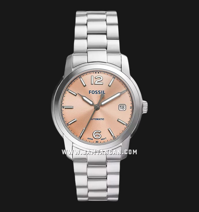 Fossil Heritage ME3247 Automatic Ladies Rose Gold Dial Stainless Steel Strap