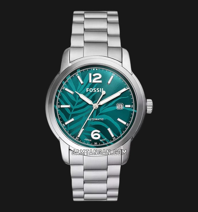 Fossil Heritage ME3249 Automatic Men Aqua Blue Dial Stainless Steel Strap