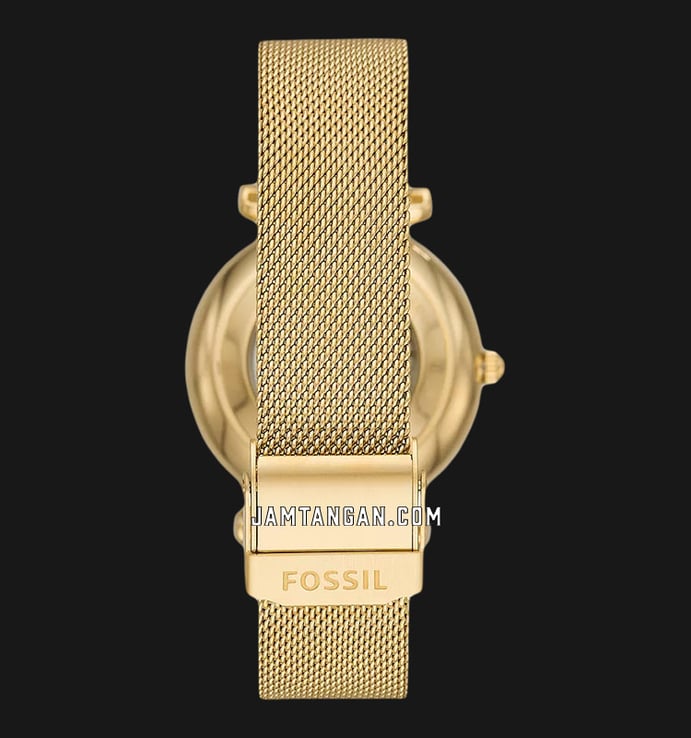 Fossil Carlie ME3250 Automatic Ladies Semi Skeleton Dial Gold Mesh Strap