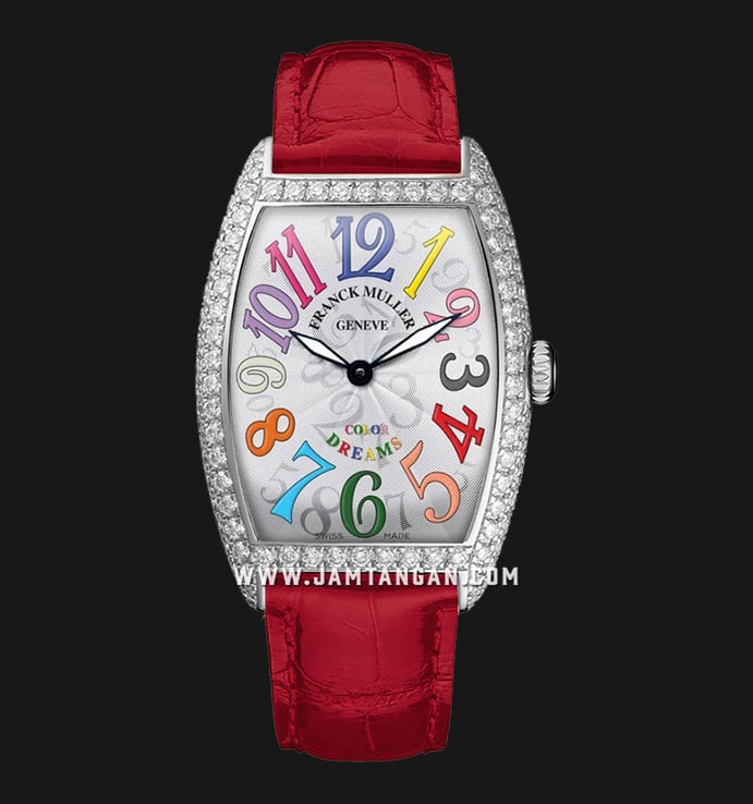 Franck Muller 2852 B QZ COL DRM D 1R Red Curvex Steel Diamond Colordreams Red Leather Strap