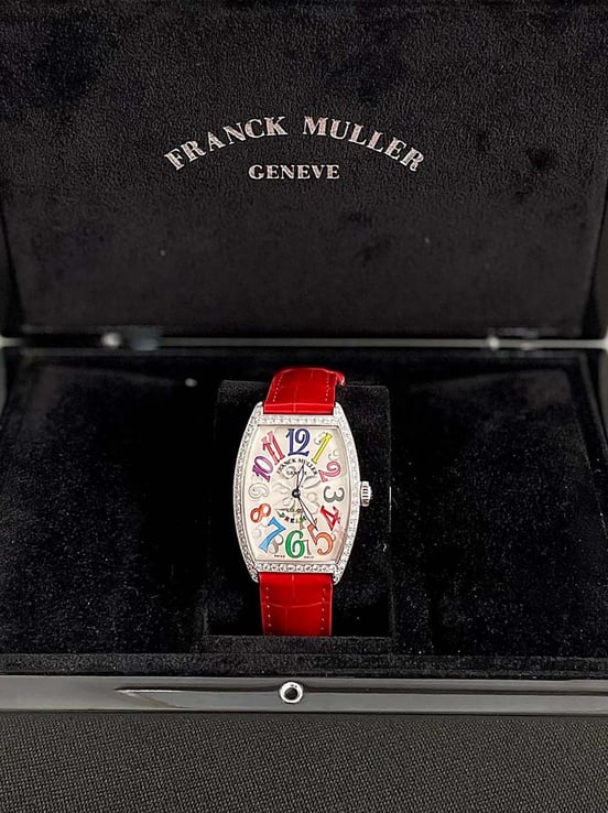 Franck Muller 2852 B QZ COL DRM D 1R Red Curvex Steel Diamond Colordreams Red Leather Strap