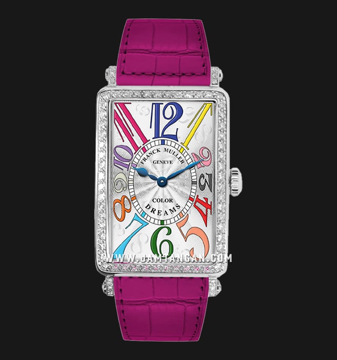 Franck Muller 952 QZ COL DRM D 1R Long Island Steel Diamond Colordreams Purple Leather Strap