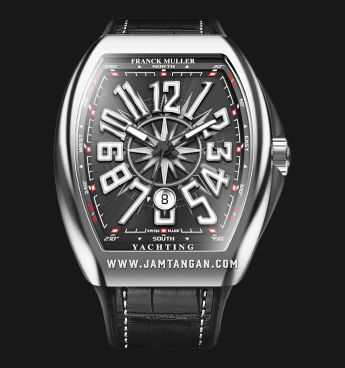 Franck Muller Vanguard V45 SC DT YACHTING AC NR Yachting Black Dial Black Leather with Rubber Strap