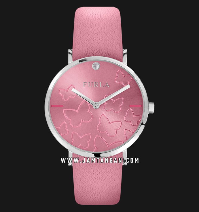 Furla Giada R4251113507 Ladies Butterfly Pink Dial Pink Leather Strap