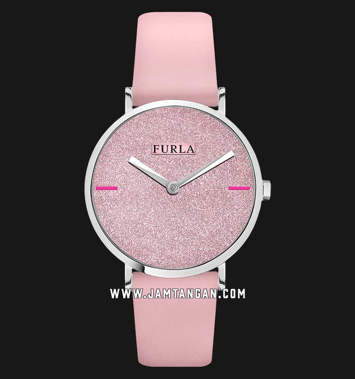 Furla Giada R4251122502 Ladies Pink Glitter Dial Pink Leather Strap