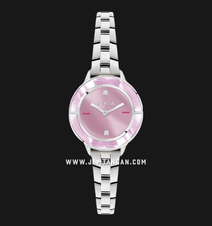 Furla Club R4253109509 Ladies Pink Dial Stainless Steel Strap + Extra Bezel