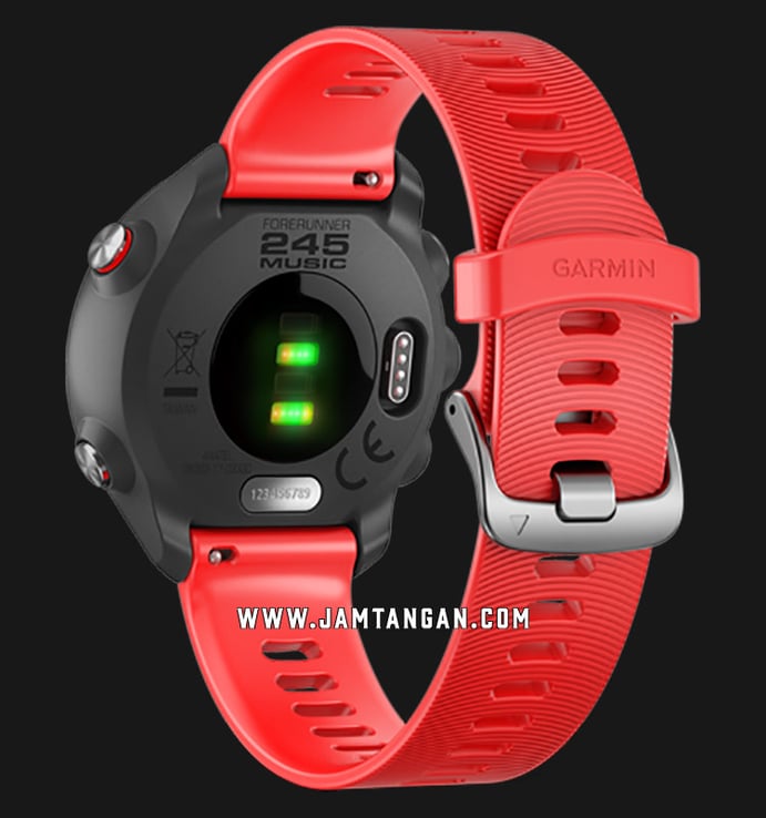 Garmin Forerunner 245 010-02120-A3 Smartwatch Music Digital Dial Red Rubber Strap