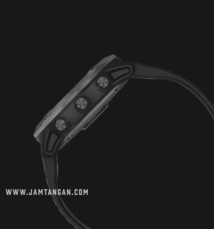 Garmin Fenix 6X 010-02157-45 Smartwatch Carbon Gray DLC Digital Dial Black Rubber Strap