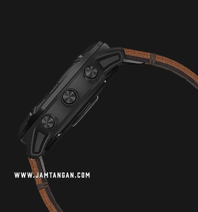 Garmin Fenix 6X 010-02157-4B Smartwatch Black DLC Digital Dial Chestnut Leather Strap