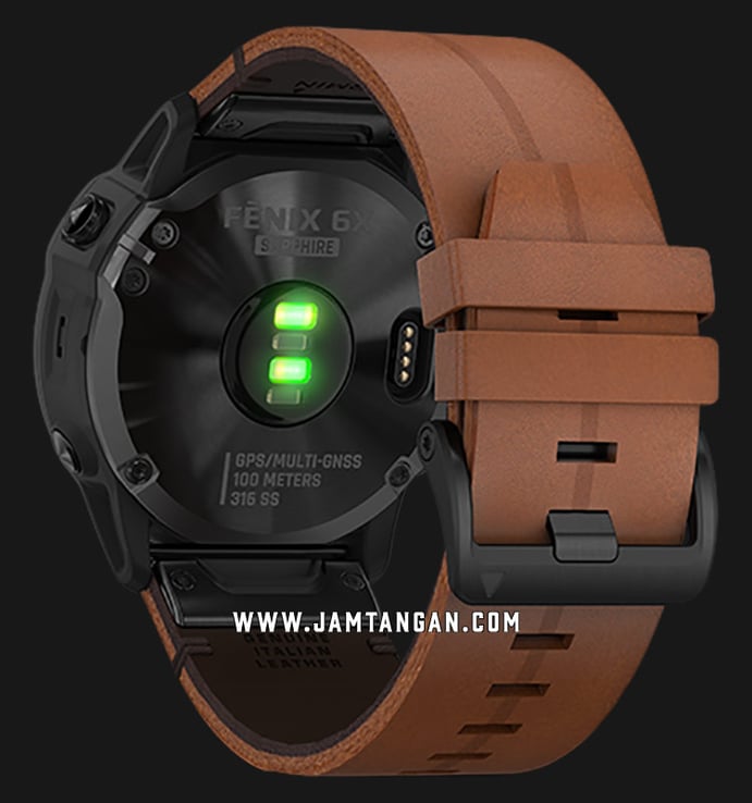 Garmin Fenix 6X 010-02157-4B Smartwatch Black DLC Digital Dial Chestnut Leather Strap