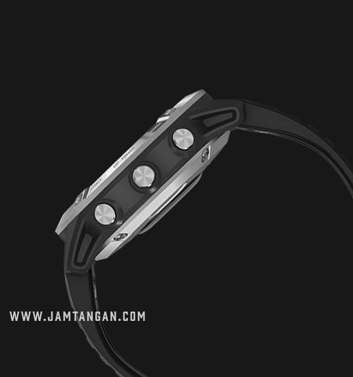 Garmin Fenix 6 010-02158-35 Smartwatch Stainless Steel Digital Dial Black Rubber Strap