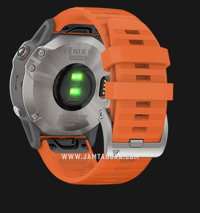 Garmin Fenix 6 010-02158-55 Smartwatch Titanium Digital Dial Orange Rubber Strap