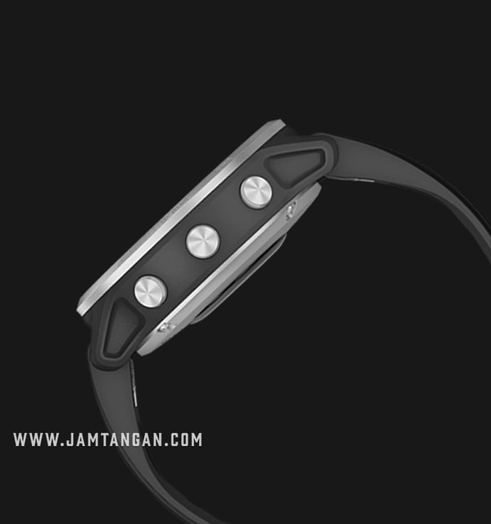 Garmin Fenix 6S 010-02159-5F Smartwatch Stainless Steel Digital Dial Black Rubber Strap