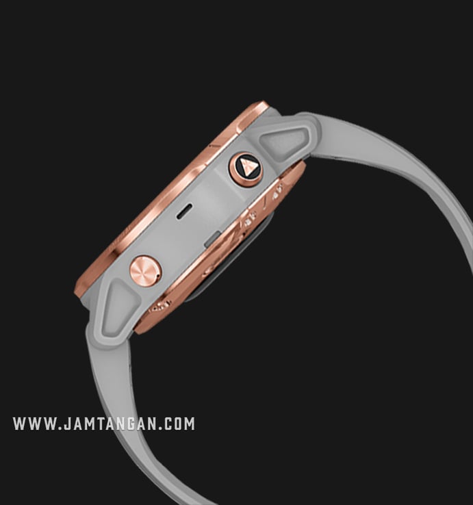 Garmin Fenix 6S 010-02159-75 Smartwatch Rose Gold-Tone Digital Dial Powder Gray Rubber Strap