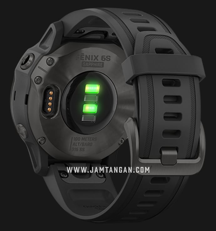 Garmin Fenix 6S 010-02159-7F Smartwatch Carbon Gray DLC Digital Dial Black Rubber Strap