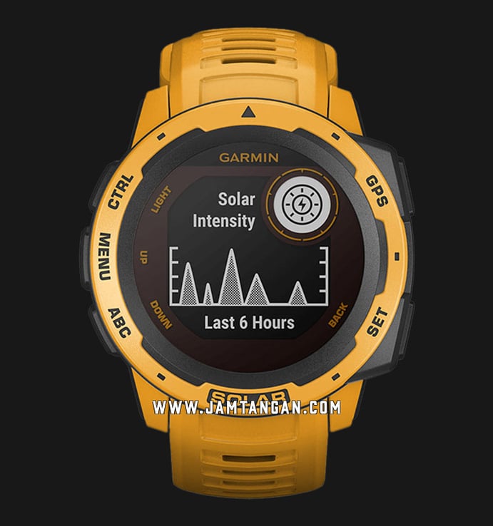 Garmin Instinct 010-02293-66 Smartwatch Solar Sunburst Digital Dial Yellow Rubber Strap