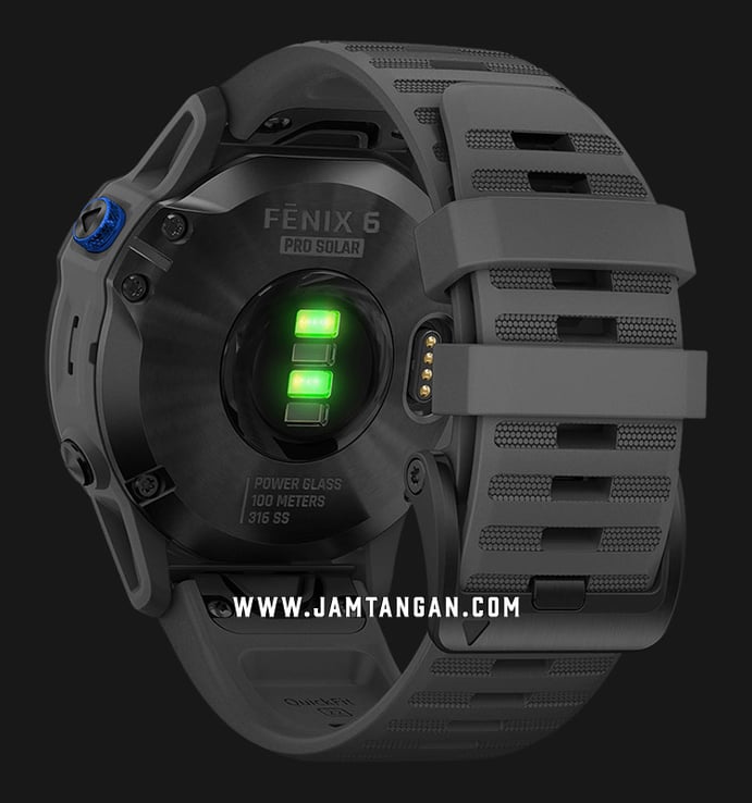 Garmin Fenix 6 010-02410-40 Smartwatch Pro Solar Digital Dial Dark Grey Rubber Strap