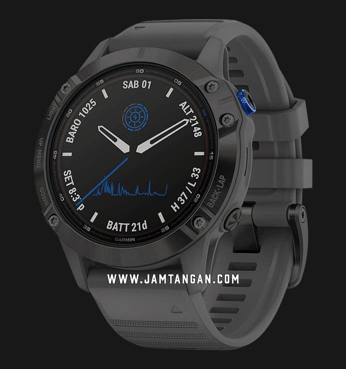 Garmin Fenix 6 010-02410-40 Smartwatch Pro Solar Digital Dial Dark Grey Rubber Strap