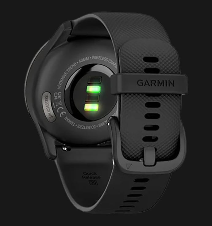 Garmin Vivomove Trend 010-02665-80 Smartwatch Slate Stainless Steel Bezel With Black Silicone Band
