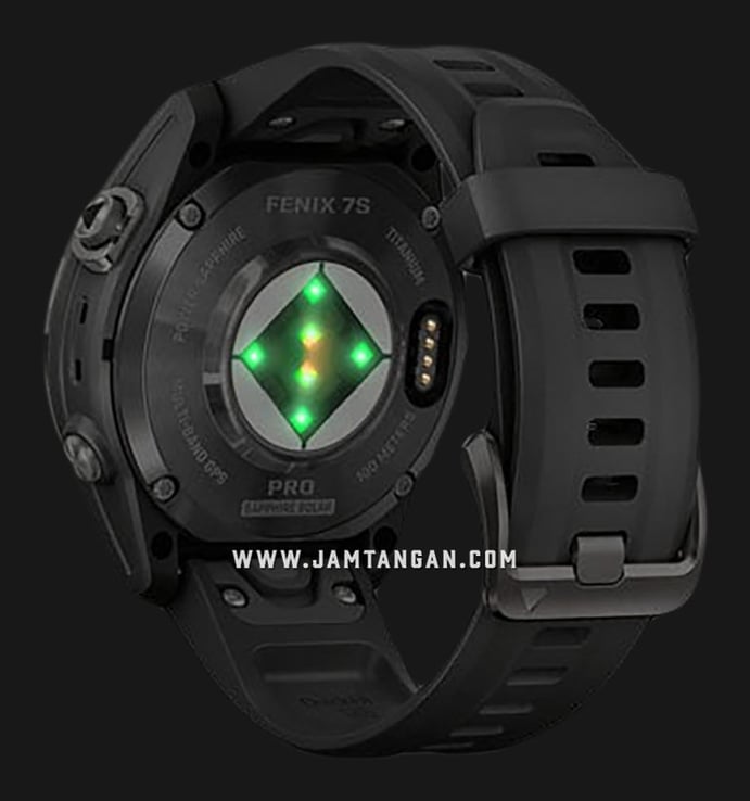 Garmin Fenix 7S Pro 010-02776-54 Smartwatch Sapphire Solar Edition Digital Dial Black Silicone Strap