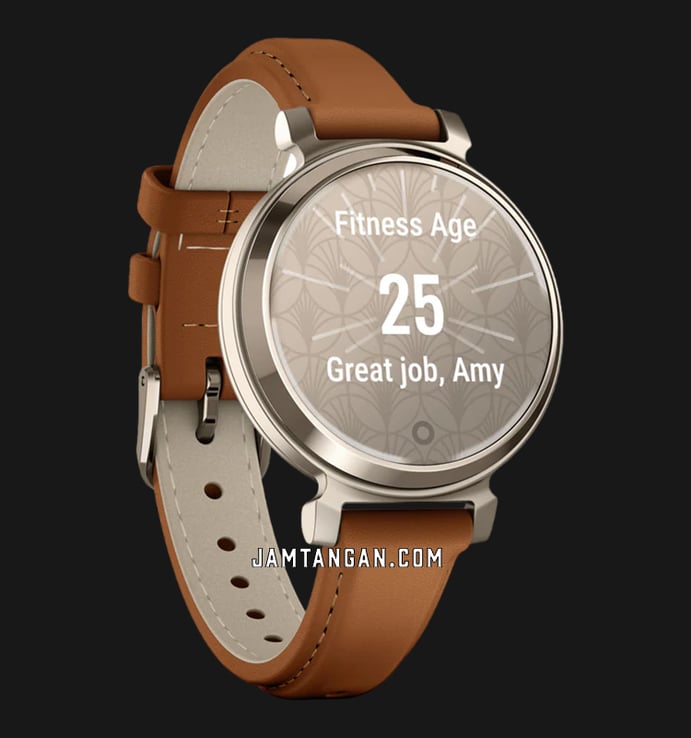 Garmin Lily 2 Classic 010-02839-60 Smartwatch Digital Dial Cream Gold with Tan Leather Strap