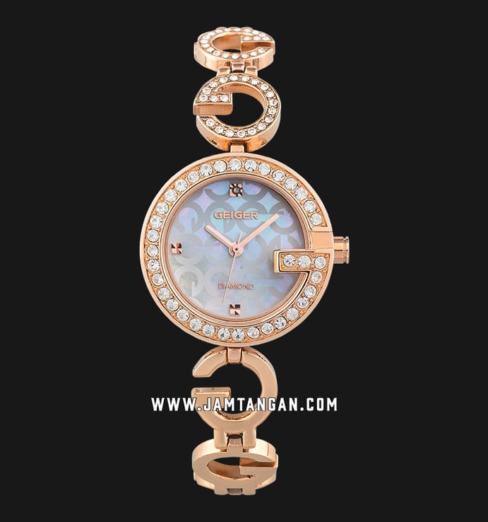 Geiger GE1145RG-SET Mother of Pearl Dial Rose Gold Stainless Steel Strap + Extra Strap and Bezel