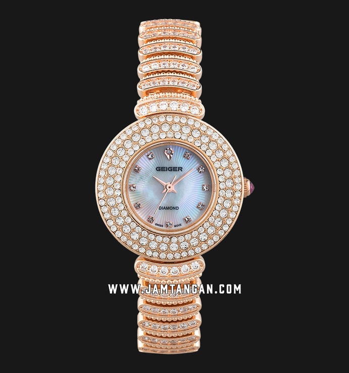 Geiger GE1167RG-SET Mother of Pearl Dial Rose Gold Stainless Steel Strap + Extra Strap and Bezel