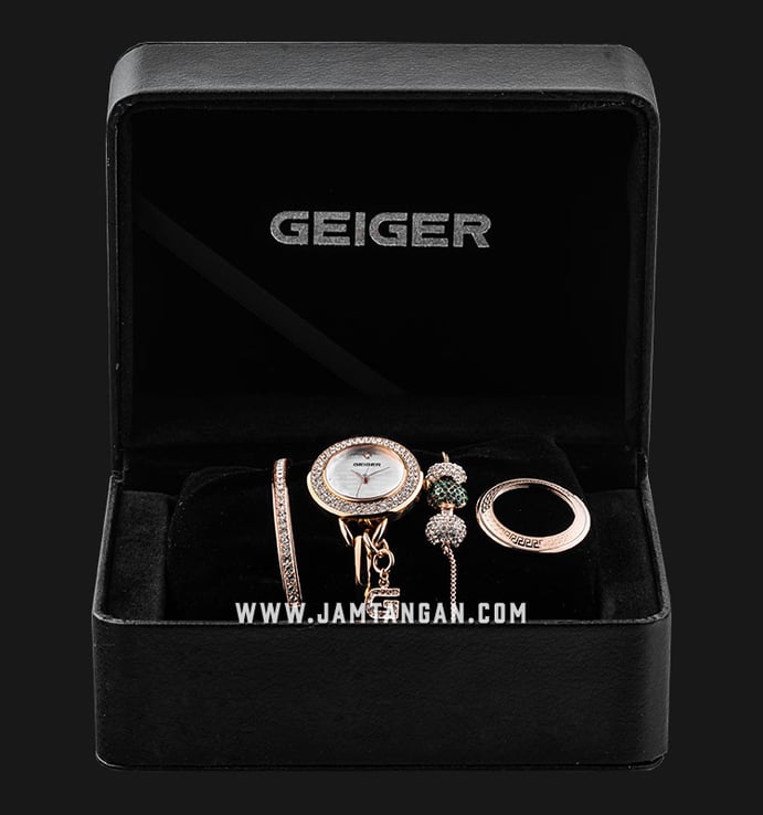 Geiger GE1173RG White Dial Rose Gold Stainless Steel Strap + Extra Bracelet and Bezel