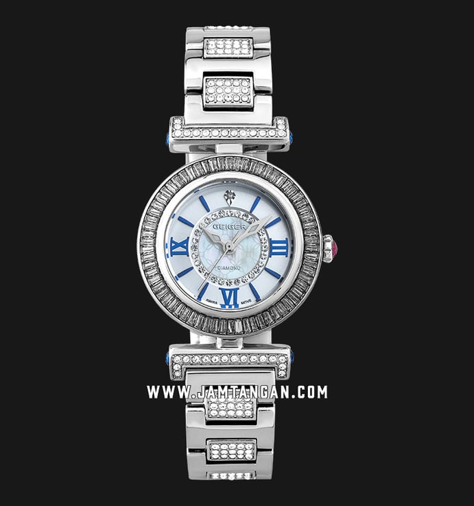 Geiger GE1174WT-SET Mother of Pearl Dial Stainless Steel Strap + Extra Strap and Bezel
