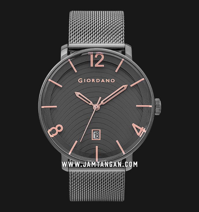 Giordano Classic GD-1014-33 Men Grey Dial Gunmetal Mesh Strap