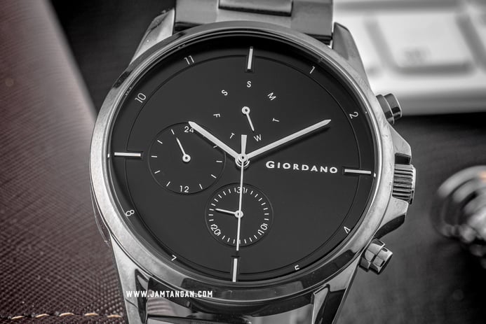 Giordano GD-1088-55 Black Dial Grey Stainless Steel Strap