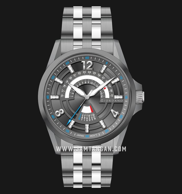 Giordano GD-1090-33 Grey Dial Dual Tone Stainless Steel Strap
