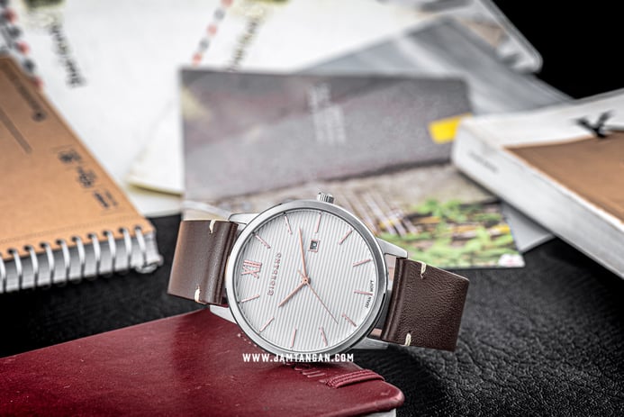 Giordano GD-1115-01 White Dial Brown Leather Strap
