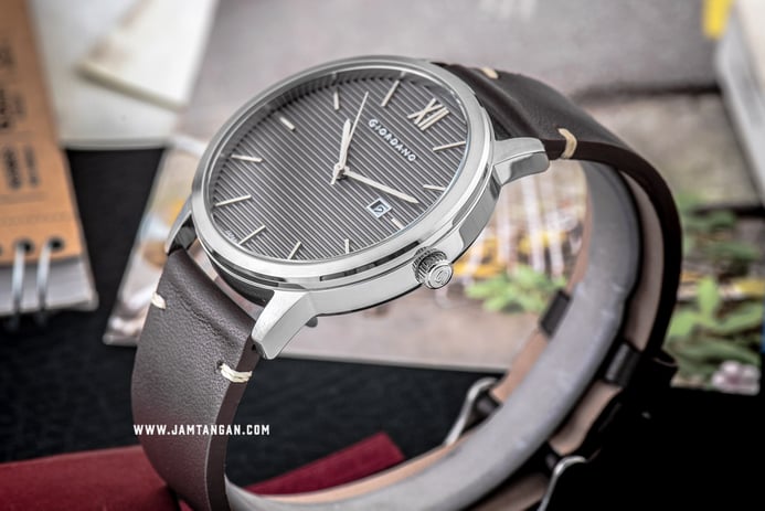 Giordano GD-1115-03 Grey Dial Brown Leather Strap