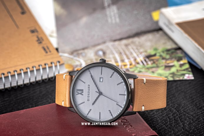 Giordano GD-1115-05 Grey Dial Brown Leather Strap