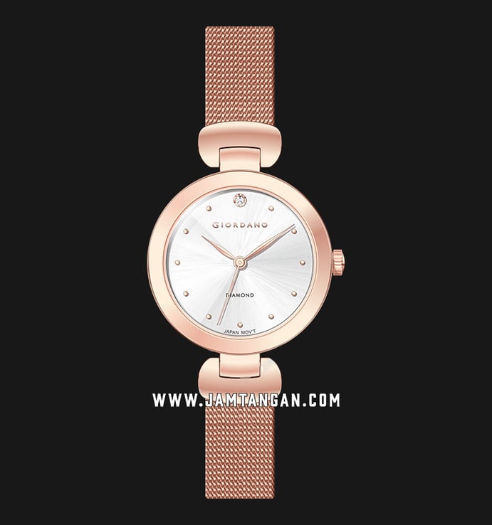 Giordano Classic GD-2044-11 Ladies Silver Dial Rose Gold Mesh Strap