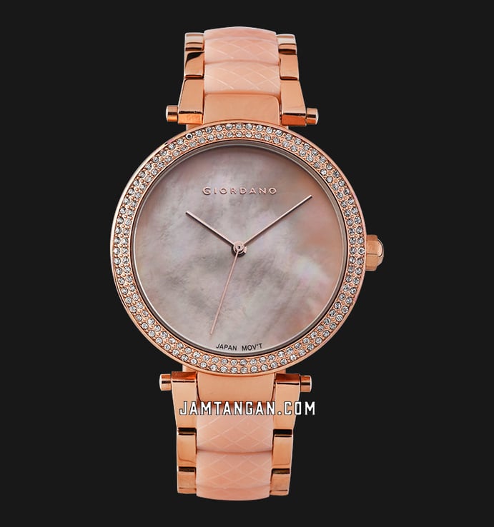 Giordano Fahionista GD-2073-44 Ladies Beige Mother Of Pearl Dial Dual Tone Stainless Steel Strap
