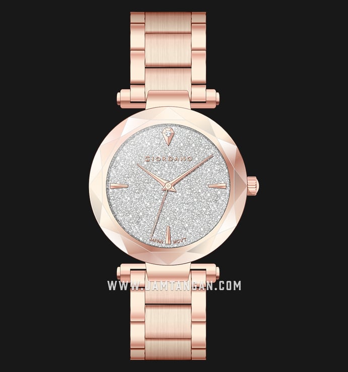 Giordano GD-2101-11 Silver Glitter Dial Rose Gold Stainless Steel Strap