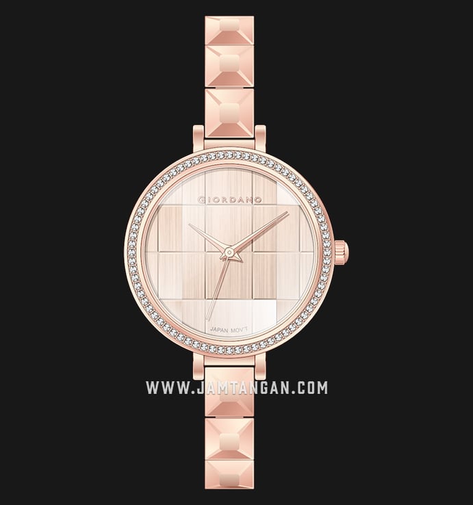 Giordano GD-2102-55 Rose Gold Motif Dial Rose Gold Stainless Steel Strap