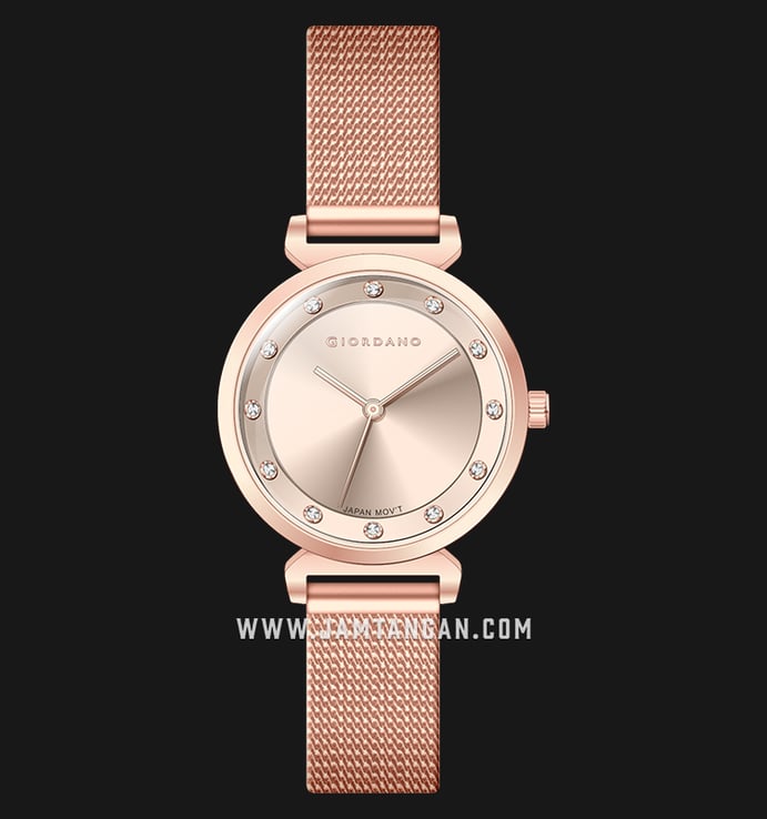 Giordano GD-2104-22 Silver Dial Rose Gold Stainless Steel Strap
