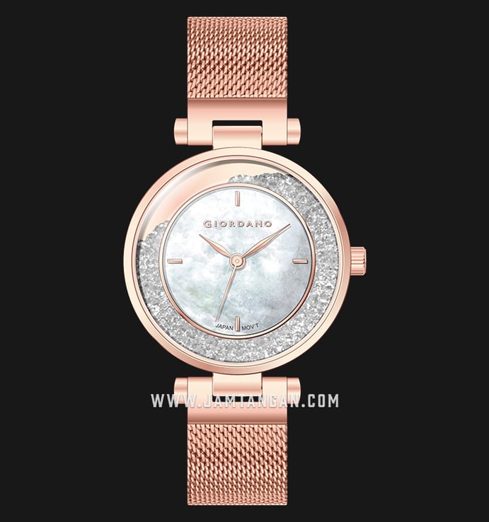 Giordano GD-2105-22 Silver Mother of Pearl Dial Rose Gold Stainless Steel Strap