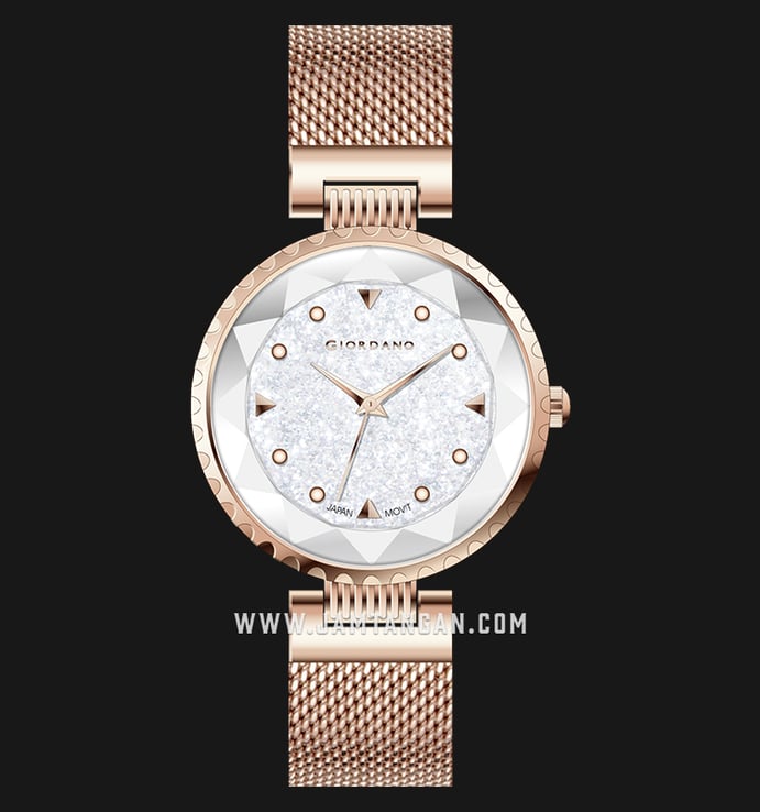 Giordano GD-2106-11 Silver Dial Rose Gold Stainless Steel Strap
