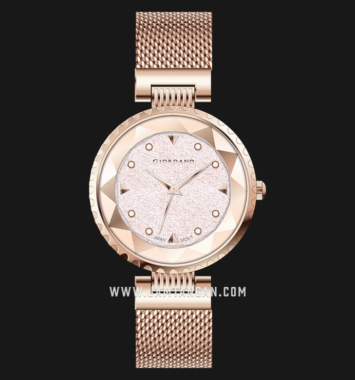 Giordano GD-2106-22 Light Pink Dial Rose Gold Stainless Steel Strap