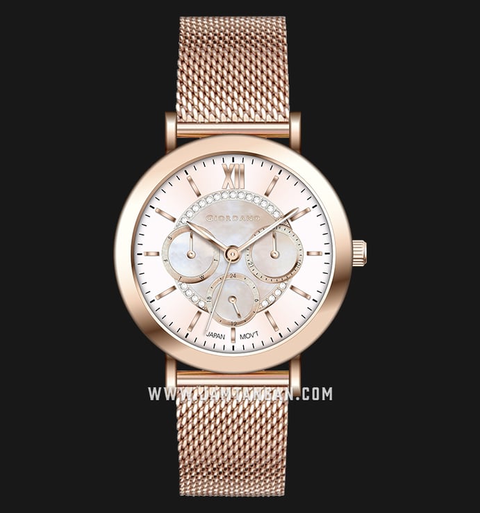 Giordano GD-2108-22 Rose Gold Mother of Pearl Dial Rose Gold Stainless Steel Strap