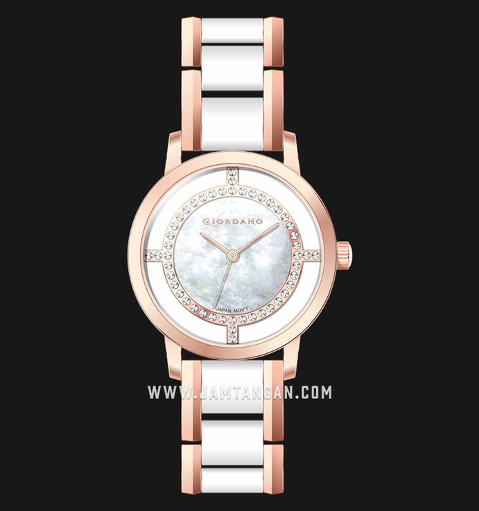 Giordano GD-2109-11 Silver Mother of Pearl Dial Dual Tone Stainless Steel with Ceramic Strap 