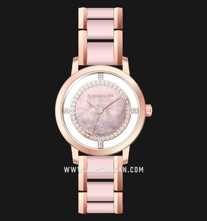Giordano GD-2109-22 Pink Mother of Pearl Dial Dual Tone Stainless Steel with Ceramic Strap