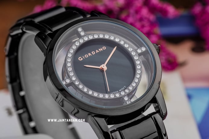 Giordano GD-2109-33 Black Mother of Pearl Dial Dual Tone Stainless Steel with Ceramic Strap